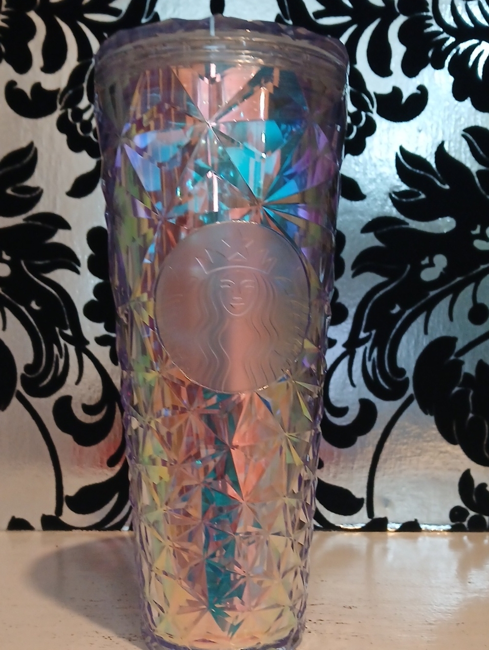 Starbucks Iridescent Pink Blue Diamond-Pattern Tumbler